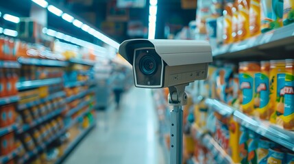 Portrait of a working cctv camera with copy space, Generative AI.