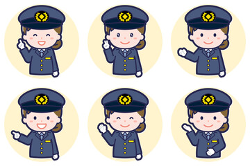 女性運転手のポーズセット_03