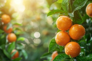 Fresh Organic Citrus Fruits on Branches