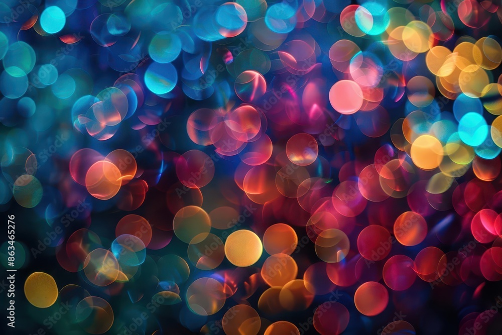 Poster blurred colorful abstract bokeh lights on dark background defocused illumination photo
