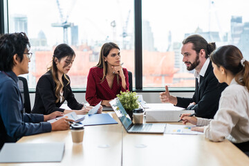 Group of multi-Ethnic businessman and businesswoman working in office. 