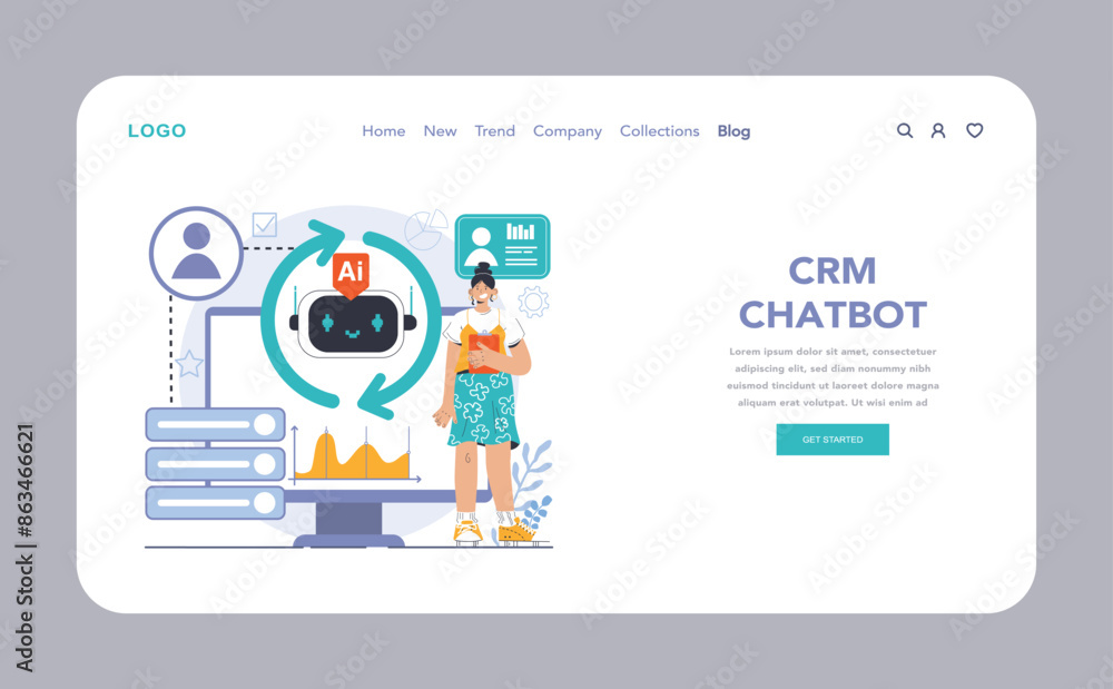 Canvas Prints chat bot web or landing. ai-powered customer service. online consultation