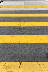 yellow lines on asphalt