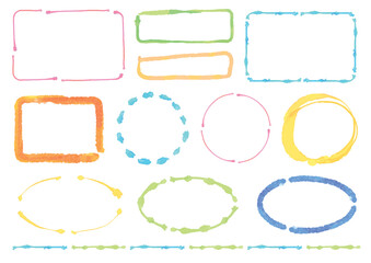 白背景のカラフルな水彩風吹き出しフレーム11点セット