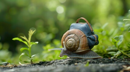 Cheerful little snail isolated on white background, vector illustration. 