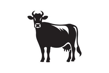 Cow silhouette vector art illustration.