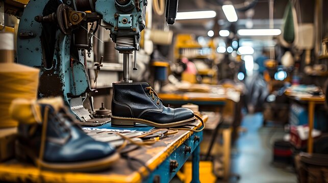 Shoe production process in factory