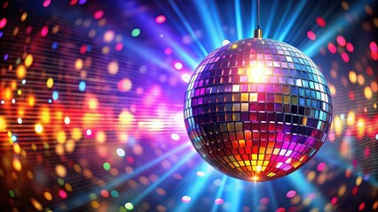 Obraz premium Colorful disco ball spinning at a lively party , party, lights, disco, ball, dance, colorful, spinning, festive, celebration