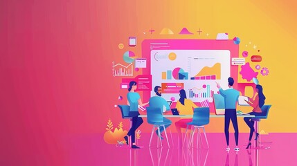 Obraz premium Team Collaboration on Business Analytics Dashboard