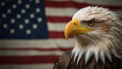 Naklejka premium Bald Eagle and USA flag