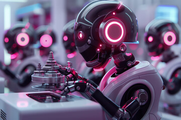 Fototapeta premium Explore Autonomous Robotic Chefs Revolutionizing High Tech Culinary Arts in a Futuristic Kitchen The Future of Cooking and Innovative Culinary Technology Redefining Modern Food Preparation