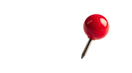 Red pin, push pin on transparent background