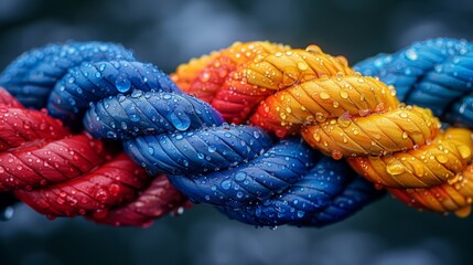 vibrant imagery of intertwined rope and fabric, symbolizes the strength in unity and connection. The diverse array of colors reflects the richness and diversity within company culture
