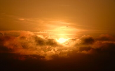 A Florida sun rising above the clouds at dawn on Atlantic Coast