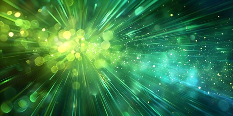 Fototapeta premium Green and blue light burst, suitable for futuristic, technology, or energy concept designs, ideal for use in digital and print media