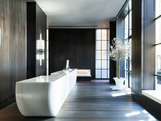 Modern design of hotel lobby interior