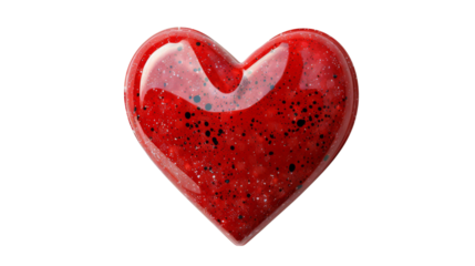 Red heart shape sticker on transparent background