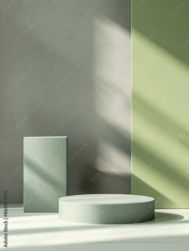 Poster 3d podium. abstract minimal scene with geometrical forms. design for product presentation.