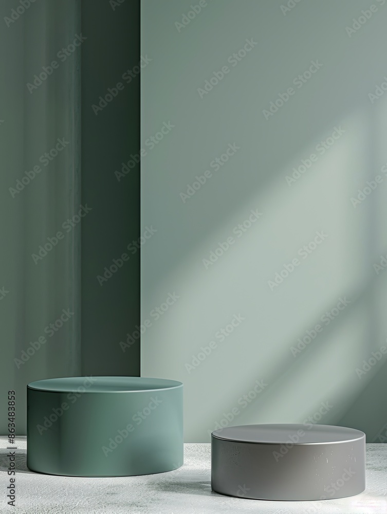 Poster 3d podium. abstract minimal scene with geometrical forms. design for product presentation.