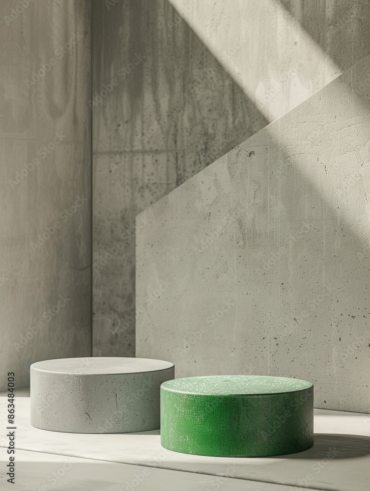 Poster 3d podium. abstract minimal scene with geometrical forms. design for product presentation.