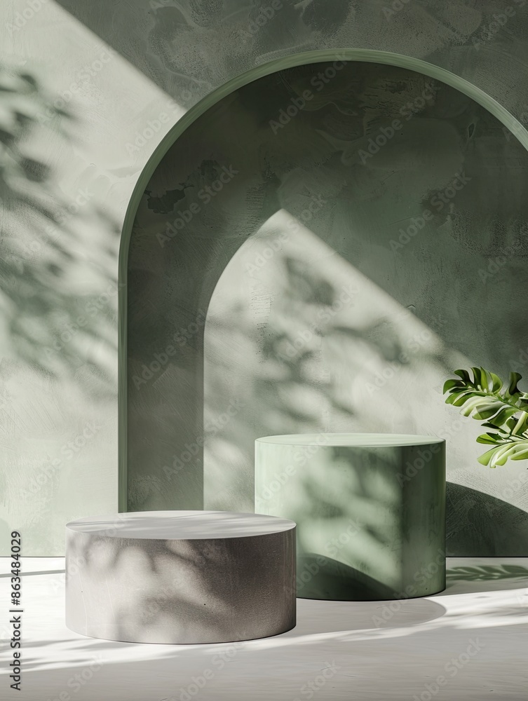 Aufkleber 3d podium. abstract minimal scene with geometrical forms. design for product presentation.