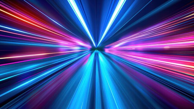 Dynamic abstract neon hyper warp flight