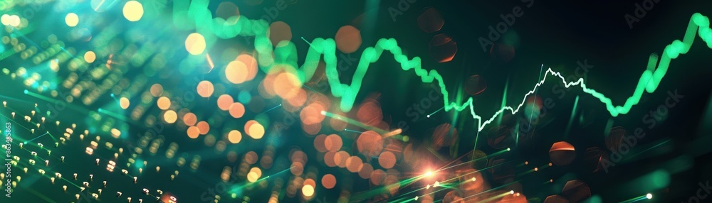 Poster abstract image of a financial graph with a green glowing line