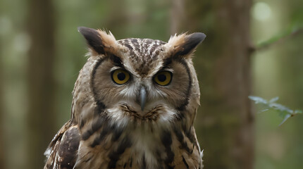 Fototapeta premium a owl that is sitting on a branch in the woods
