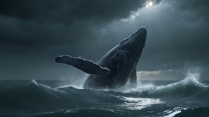 Fototapeta premium a whale that is jumping out of the water