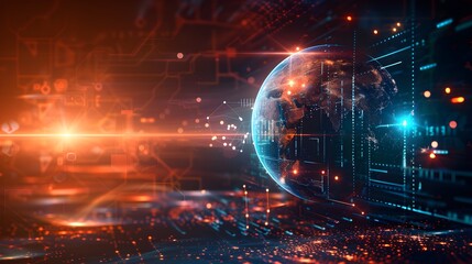 Fototapeta premium Abstract technology background. Global business and communication concept