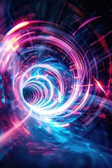 Obraz premium Abstract neon light swirl with vibrant colors