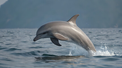 dolphin jumping out of the water with its mouth open