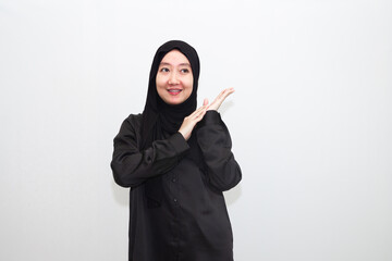 Beautiful and cheerful young Asian Muslim woman, with various expressions. isolated on white background