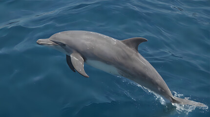 dolphin in the water with its mouth open and its head above the water