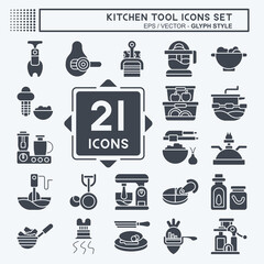 Icon Set Kitchen Tool. related to Food symbol. glyph style. simple design illustration