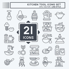 Icon Set Kitchen Tool. related to Food symbol. line style. simple design illustration