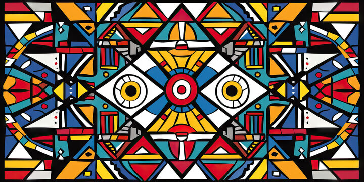 Ndebele Art Vector: A Vector Graphic of Ndebele Tribal Art, Featuring Bold Geometric Patterns