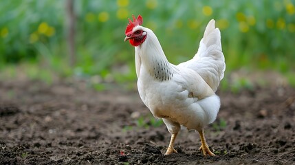 White chicken cartoon illustration isolated image animal character. 