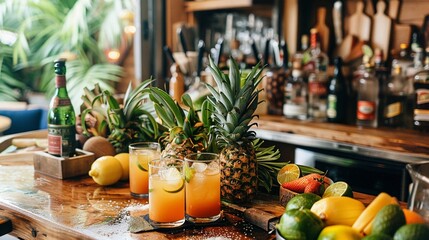 A tropical-themed cooking class, including lessons on crafting the perfect summer cocktails
