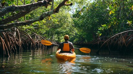 A guided kayak tour through mangroves with a stop at a hidden bar for tropical libations