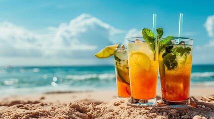 A Drinks Around the World beach event, sampling summer cocktails from different cultures