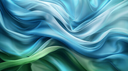 Blue Green Abstract Background with Soft Wavy Folds Elegant Satin Silk Gradient Luxury Design