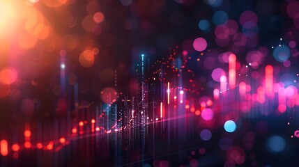 Fototapeta premium Stock exchange trading investment graph increase statistic. Digital financial business market charts rising arrow growing up economy background. Trade data analysis, investing finances concept