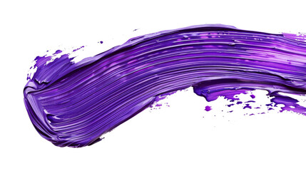 Purple acrylic oil paint brush stroke on transparent background 