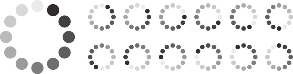 Loading icon set. Buffer loader or preloader. Circular Loading Buffering Icons Vector, Bufring Circle Waiting for Connection