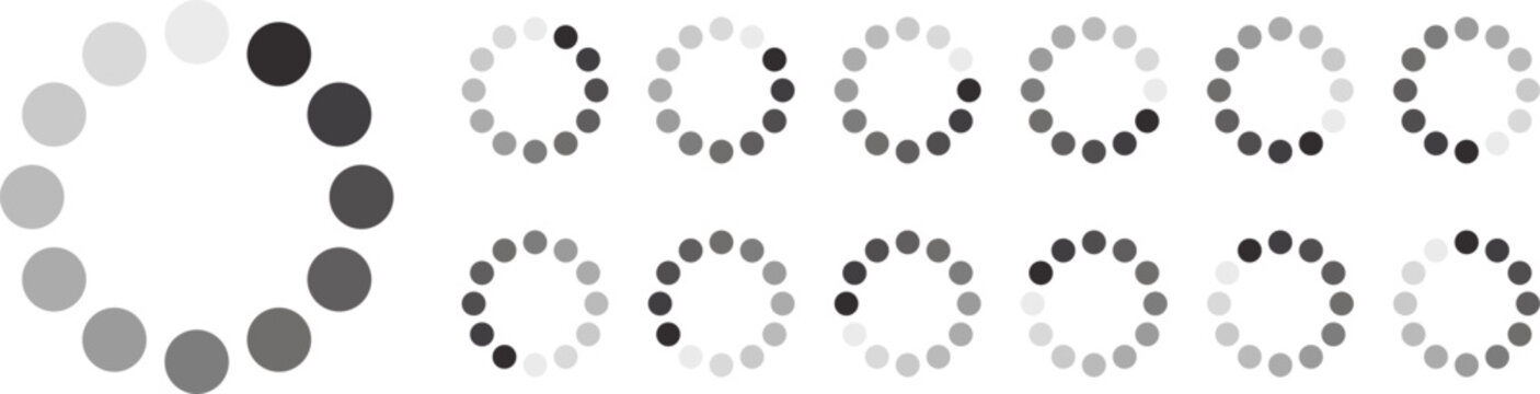 Loading icon set. Buffer loader or preloader. Circular Loading Buffering Icons Vector, Bufring Circle Waiting for Connection
