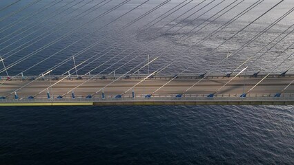 Aerial view of the Charilaos Trikoupis bridge Rio-Antirio in Greece
