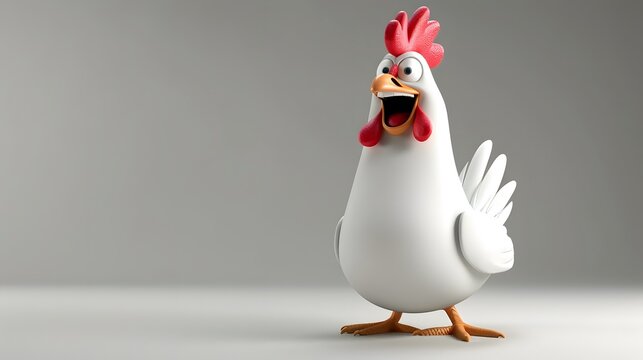 White chicken cartoon illustration isolated image animal character. 