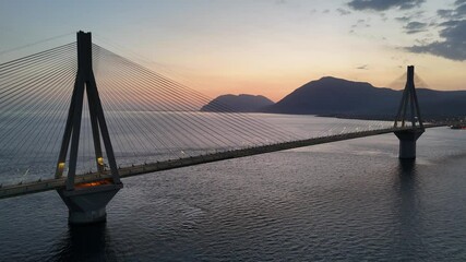 Aerial view of the Charilaos Trikoupis bridge Rio-Antirio in Greece
