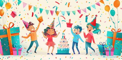 Obraz premium Birthday Celebration with Friends